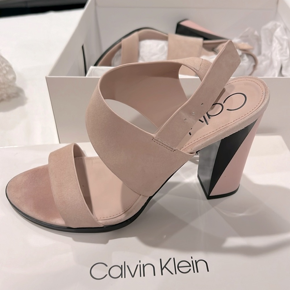 Calvin Klein suede heeled sandals